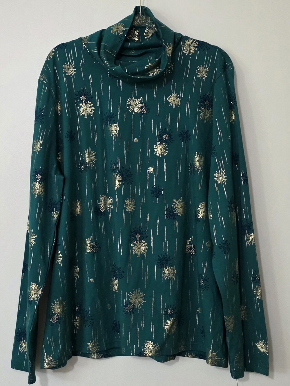 NWT Talbots Classic Shining Snowflakes Turtleneck Festive Whimsical Holiday XL